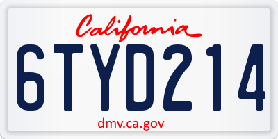CA license plate 6TYD214