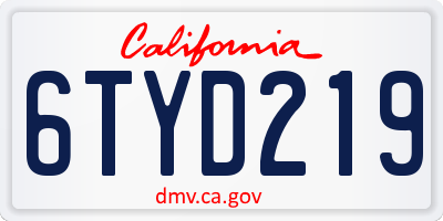 CA license plate 6TYD219