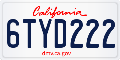 CA license plate 6TYD222