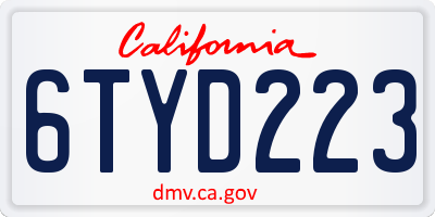 CA license plate 6TYD223