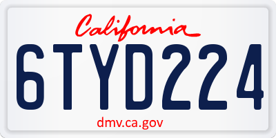 CA license plate 6TYD224