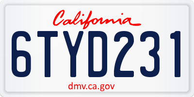 CA license plate 6TYD231