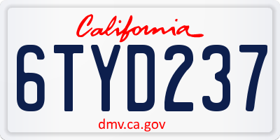 CA license plate 6TYD237