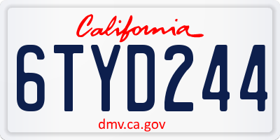 CA license plate 6TYD244