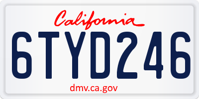 CA license plate 6TYD246