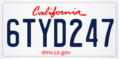 CA license plate 6TYD247