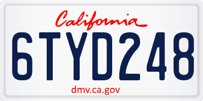 CA license plate 6TYD248