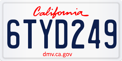 CA license plate 6TYD249