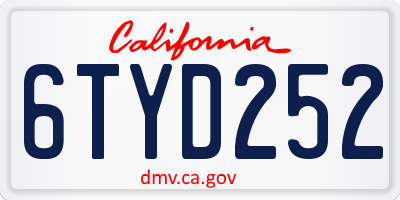 CA license plate 6TYD252