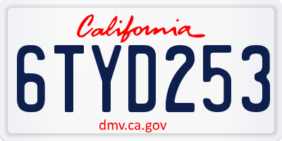 CA license plate 6TYD253