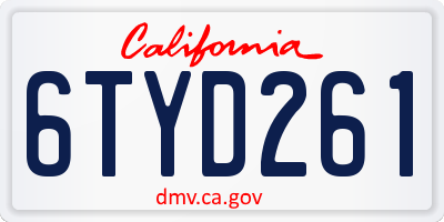 CA license plate 6TYD261