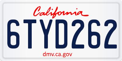 CA license plate 6TYD262