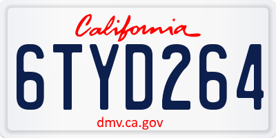 CA license plate 6TYD264