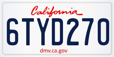 CA license plate 6TYD270