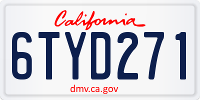 CA license plate 6TYD271