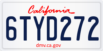 CA license plate 6TYD272