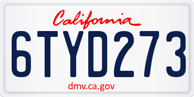 CA license plate 6TYD273
