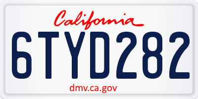 CA license plate 6TYD282