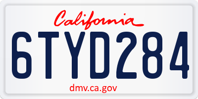 CA license plate 6TYD284