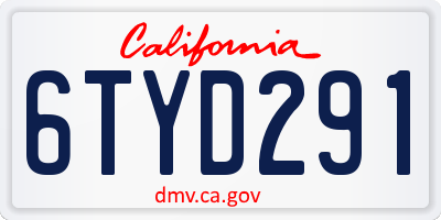 CA license plate 6TYD291