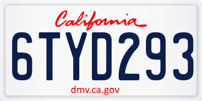 CA license plate 6TYD293