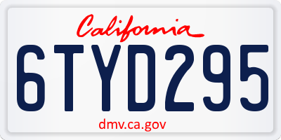 CA license plate 6TYD295
