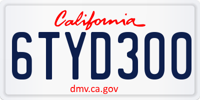 CA license plate 6TYD300