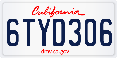 CA license plate 6TYD306