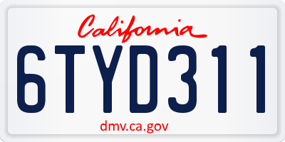 CA license plate 6TYD311