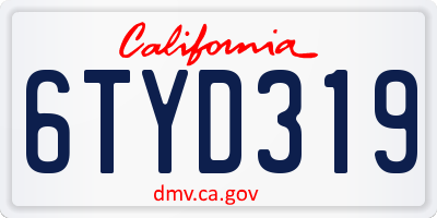 CA license plate 6TYD319