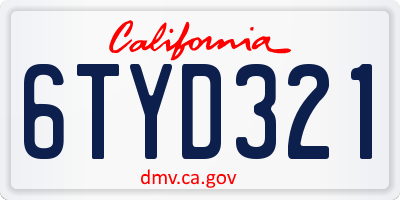 CA license plate 6TYD321