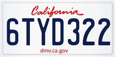 CA license plate 6TYD322