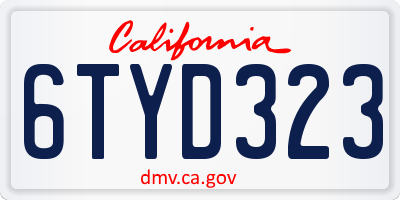 CA license plate 6TYD323