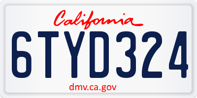 CA license plate 6TYD324