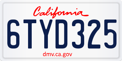 CA license plate 6TYD325