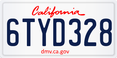 CA license plate 6TYD328