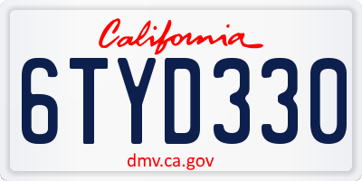 CA license plate 6TYD330
