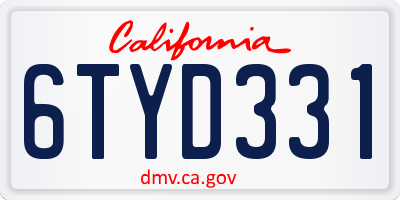 CA license plate 6TYD331