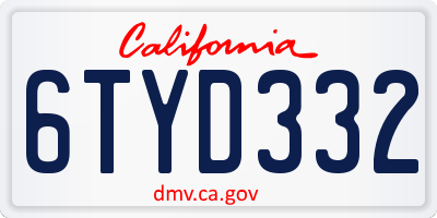 CA license plate 6TYD332