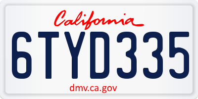 CA license plate 6TYD335