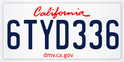CA license plate 6TYD336