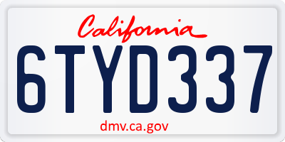CA license plate 6TYD337