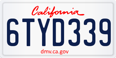 CA license plate 6TYD339