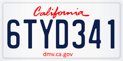 CA license plate 6TYD341