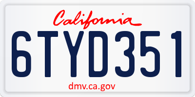 CA license plate 6TYD351