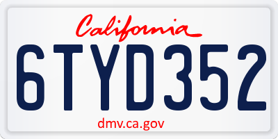 CA license plate 6TYD352