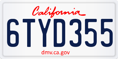 CA license plate 6TYD355