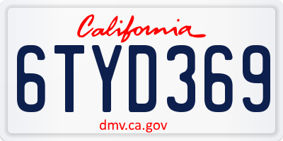 CA license plate 6TYD369
