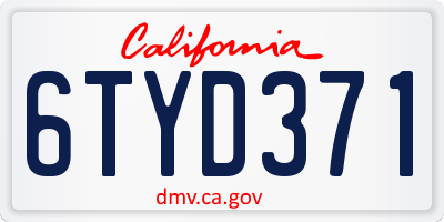 CA license plate 6TYD371