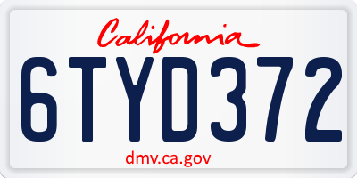 CA license plate 6TYD372